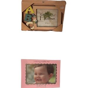New 2 Kid / Baby Picture Frames ABC & Pink Mommy makes me smile